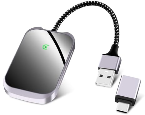 2025 Neueste Wireless Carplay Adapter für Apple Kabelloses Konvertierungs-Dongle für Autos ab 2015 - iPhone iOS 10+ kompatibel - Direkt Plug & Play - 5GHz Wi-Fi & USB C/A Anschluss - Schwarz
