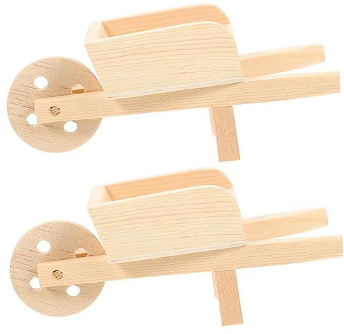YARNOW 2pièces Brouette Miniature Bois pour Maison De Poupée Lot de Chariots Décoratifs Miniatures pour Décoration Intérieure