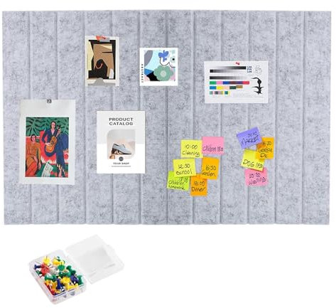 YANGUN Große Filz Pinnwand Selbstklebend, 60 x 40cm Filzboard, 0,9cm dick, faltbare Fototafel board, Memotafeln Memo Boards Bulletin Board Wanddekoration für Küche Büro, Fotos Memos(Grau)
