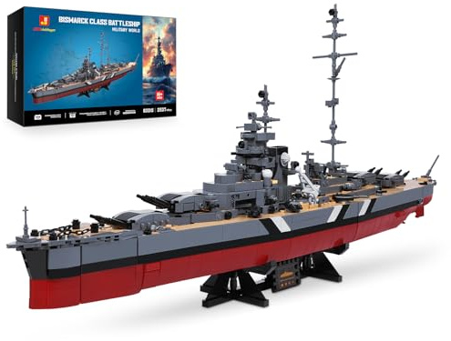JMBricklayer Technik Bismarck Schlachtschiff Klemmbausteine Bausatz für Erwachsene, 2537 PCS WWII Militär MOC Kriegsschiff Modell 60015, Deko für Zuhause & Büro, Geschenk für Jungen & Männer 14+