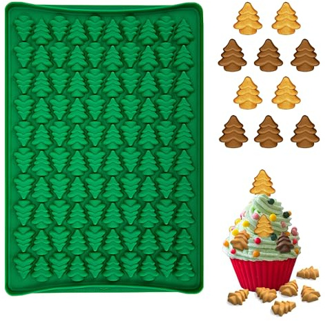 Silikonform Weihnachten Silikon Backform mit 100 Mulden Schokoladenform Wiederverwendbar Pralinenform für DIY Schokolade Süßigkeiten Gelee Grün