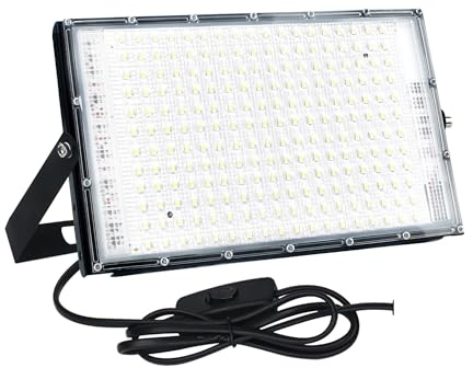 ZADCCS Proiettore da esterno, Proiettore a LED 150W Proiettore da parete for esterni Nero Proiettore stradale IP65 Riflettore impermeabile Illuminazione da giardino per garage, cortile