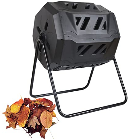 Composteur rotatif à 360° à double chambre – Design sans BPA pour une aération efficace et une création de sol fertile, parfait pour les amateurs de jardinage et de compostage