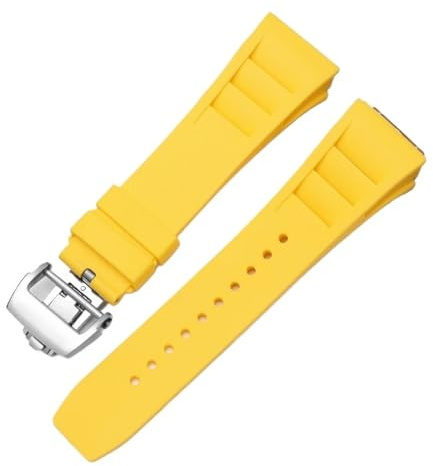 ewgrkba 25 mm schwarzes rotes grünes graues blaues gelbes orangefarbenes Gummiarmband, kompatibel mit Richard Mille-Armband for RM011 Mille-Silikonarmband