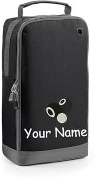 Personalised Embroidered Lawn Bowls Shoe Bag Bowling Design Personalised Lawn Bowl Design Gift Personalised with Name.Choice of Colours (Black)