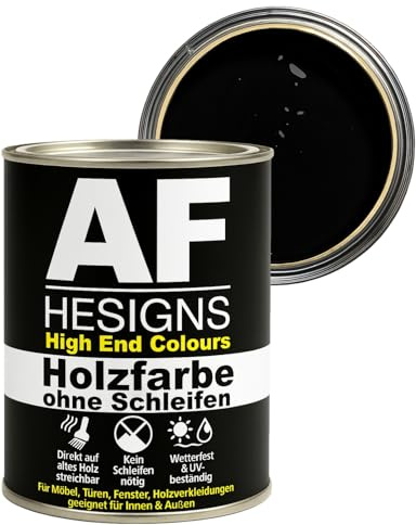 Alex Flittner Designs Möbelfarbe ohne Schleifen in Schwarzbraun RAL8022 | Kein Schleifen nötig - Direkte Anwendung auf alten Anstrichen, Holz, MDF oder lackierten Oberflächen - spart Zeit & Arbeit.