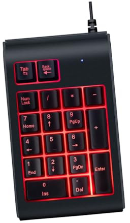 DECORNIJIA Clavier Numérique Compact Filaire à 3 Couleurs USB Lumineux | Plastique Noir, Touches Lisses et Confortables, Format Portable pour Cours et Autres Activités
