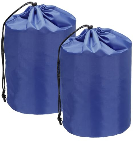 YELARXI Stuff Sack, Nylon Waterproof Storage Sacks Portable Drawstring Outdoor Products Ditty Bag Ultralight Dust Flap 4 x 8 Inch & 2Pcs & Blue - Fit for (Camping/Traveling/Hiking)