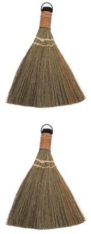 ULTECHNOVO 2Pcs Handmade Mini Whisk Broom Natural Pampas Grass Desktop Cleaning Brush Small Hand Sweeper for Keyboard Coffee Table and Tea Ceremony Zen Home Decor