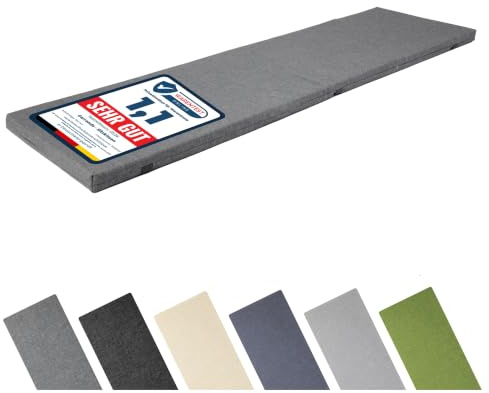 Garronda Bankauflage Outdoor Gartenbank Auflage 140x40 Graphit GD-0220 | Dicke: ca. 4 cm, Wasserabweisend, UV-beständig, mit Bändern, als Sitzkissen für Hollywoodschaukel und Gartenmöbel