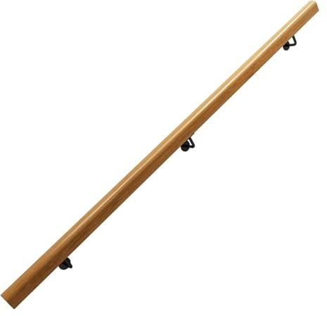 Pasamanos de escalera de 30 a 6 metros, kit de soporte de barandilla de madera antideslizante con accesorios, barra de apoyo de madera for escaleras de interior, montaje en pared.(3ft/90cm)
