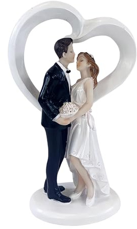 Figura de Pastel de Boda Pareja de Novios Resina Figura Decorativa de Pareja de Novios Adorno Clásico para Pastel de Celebración y Ceremonia de Bodas Decorativa de San Valentín 11,5 x 8,5 cm