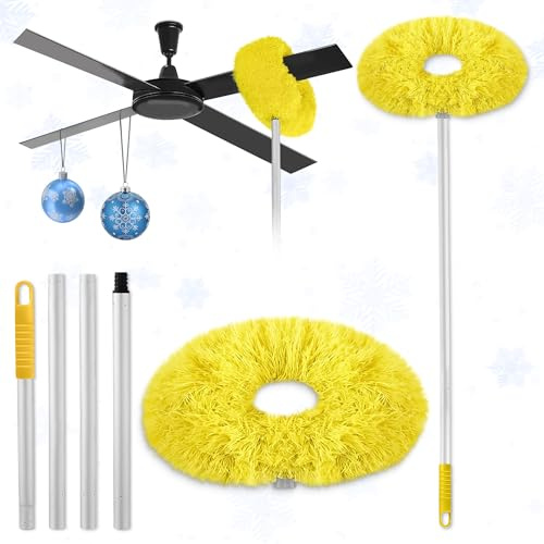 Plumero de techo y ventilador de microfibra extraíble y lavable, color amarillo