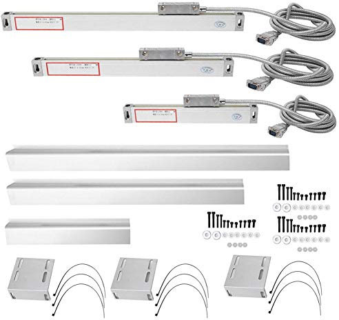 3 Pezzi di 1 Set Bilancia lineare 2AE/3AE, Bilancia per tornio in Lega di Alluminio ad Alta precisione per Display Digitale JCS900-2AE/JCS900-3AE(Corsa -100mm 0-400mm 0-600mm)