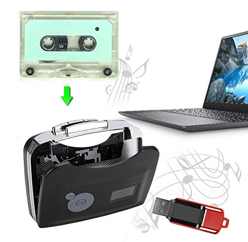 Portable Cassette Tape, USB Cassette to MP3 Converter Music Player, Audio Music Cassette Tape to Digital Converter Player with Earphone Compatible with Laptop/PC/USB Flash Drive