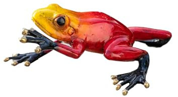 IDYL Bronze-Skulptur Roter Frosch | 9x20x11 cm | Tierfigur aus Bronze handgefertigt und emailliert | Wetterfest