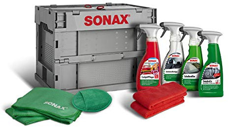 SONAX Innenraumpflegebox (7-teilig); hochwertige Produkte + Zubehör für die Reinigung und Pflege im Innenraum. Ideal für unterwegs | Art-Nr. 07685410