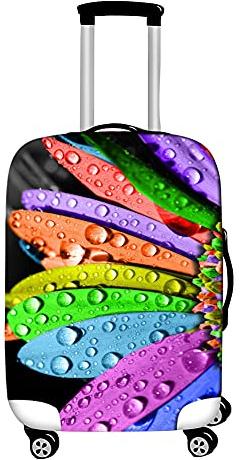 Surwin 3D Reise Kofferschutzhülle Waschbare Reisetasche Kofferbezug Elastisch Kofferhülle Gepäck Cover Reisekoffer Hülle Schutz Bezug Schutzhülle (Farbige Blütenblätter,XL (30-32 Zoll))