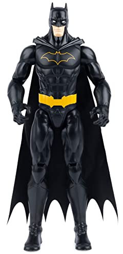 dc comics | Batman | Personaggio Batman in Scala 30 cm con Decorazioni e Armatura Nera Originale, Mantello e 11 Punti di articolazione - Giocattoli per Bambini e Bambine dai 3 Anni