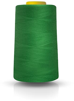 Realm Hilo de poliéster para máquina de coser con overlock individual, conos de 5000 yardas, blanco, negro, natural, azul marino y rojo (verde)