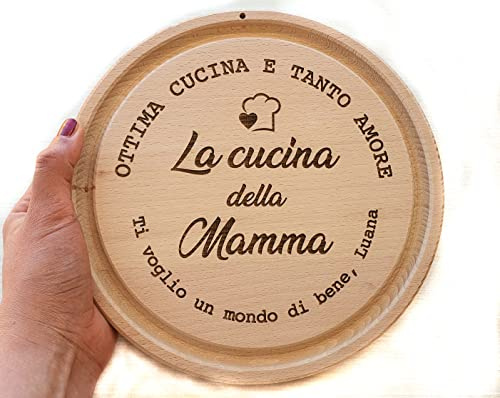 Tagliere in legno personalizzato 25 cm - Tagliere festa della mamma - perfetto per contatto con alimenti - Made in Italy - personalizza la grafica per la tua mamma!