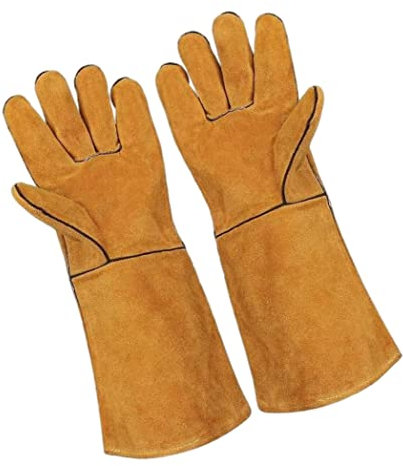 NIDONE Gants en Cuir résistant au feu Gants de Soudeur en Cuir de Vache durables pour Le Travail de sécurité 1 Paire de Gants de Travail Gants en Cuir de Vache