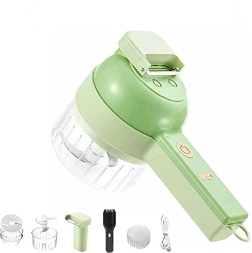 RENXR 4 In 1 Handheld Electric Vegetable Cutter Set, Portable Mini Food Electric Chopper, Wireless Food Processor for Garlic Pepper Onion Ginger Meat with Brush