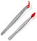 2 pinzas con punta de goma, pinzas de punta plana de acero inoxidable, pinzas de punta plana, puntas recubiertas, clips de silicona para sellos, monedas, manualidades de joyería (rojo)