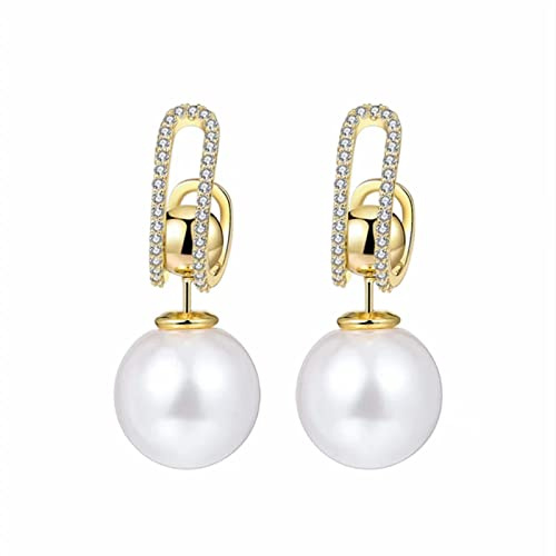 Huge Tomato 4 In 1 Große Perlenohrringe hängend Gold 12mm，Doppel Perle Ohrringe mit Hypoallergenem Ohrhänger vintage Gold，Ohrstecker Creole Geschenk für Geburtstag, Valentinstag, Muttertag