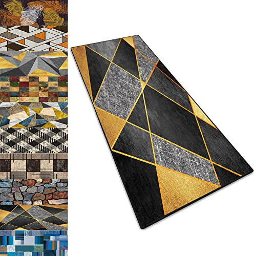 RYNS Schaffell Teppich 40x390cm Kurzflor geometrische rutschfeste Teppich Läufer Flur rutschfest Anpassbar Teppichläufer Meterware für Wohnzimmer, Flur, Küche I