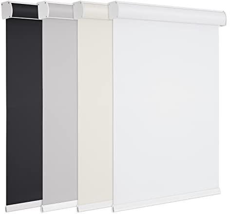 Changshade 100% Blackout Roller Shades Cordless Blinds for Windows, Free-Stop Shades, Thermal Insulated Fabric, UV Protection, Natural Woven Blinds for Home and Office,Beige,Custom Sizes