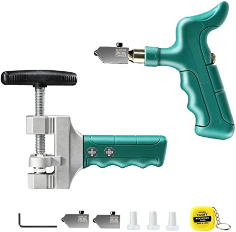 Fliesen-Vibrationswerkzeug, Keramikfliesen, Glasschneiden, Kombination, Dicke, Glas, zum Verschenken, Messerrad, Fliesenschneider, Nivellierung, Saugnapf, Vibrator (Farbe: ein ganzes Set, Größe: A)