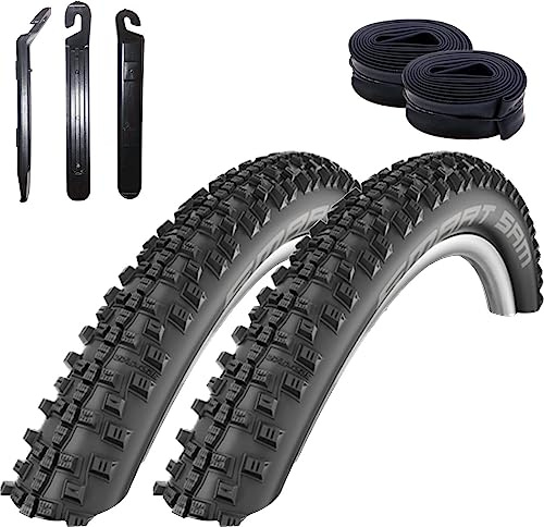 2 x Schwalbe Smart Sam Performance Fahrradreifen Fahrradmantel 60-507 (24 x 2,35) + 2 x Schwalbe Schläuche DV10 inkl. Reifenheber
