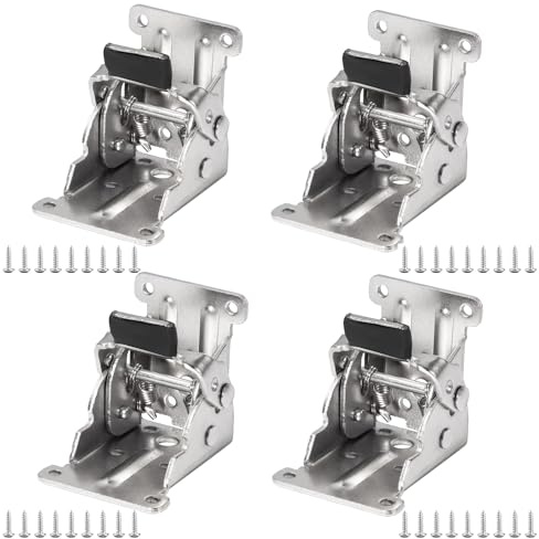 Charnière pliant Autobloquante 4Pcs pour Pied de Table 0-90 Degrés Rallonge Table Pliante avec Vis pour Établi, Extension de Bureau (Argent)