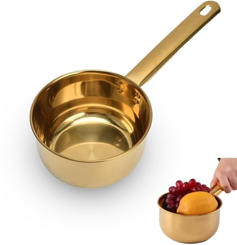 1 L Wasserschöpfer mit langem Stiel, Edelstahl Gold Wasserschöpfer Bad Schöpfer für Bad Küche Wäscherei Garten