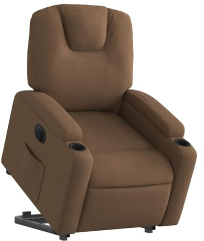 vidaXL Elektrisk reclinerfåtölj med uppresningshjälp brun tyg