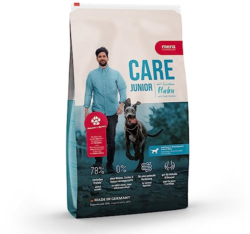 mera Care Junior Huhn (1kg), Hundefutter für Welpen bis zum 12. Monat, mit 78% tierischen Protein, ohne Weizen