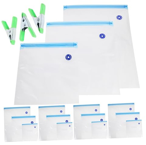 Zerodeko Reusable Vacuum Sealed Bags with Clips Food Storage Bpa- High-temperature Resistant for Meat Fruits Vegetables
