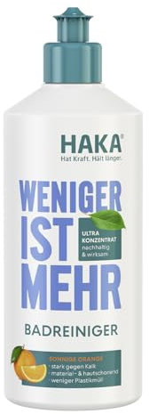 HAKA Badreiniger, Kalkentferner, für Bad, Dusche, Fliesen, strahlender Glanz, materialschonend, für Acryl, Glas, vegan, 475 ml