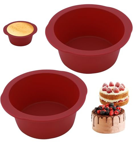 Kinberry Molde Bizcocho, 2Pcs Moldes Reposteria Silicona Moldes Silicona Reposteria Redondo para Tarta de Queso, Tarta de Cumpleaños