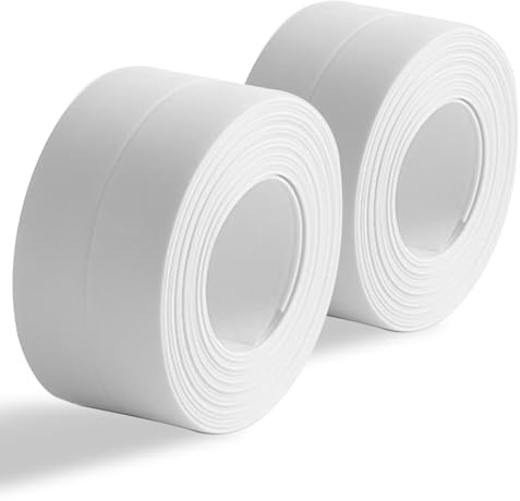 2 Rollen Dichtungsband Selbstklebend, dichtungsband wasserdicht, Dichtungsband Dusche, Selbstklebendes Bad Dichtungsstreifen für Badewanne,Küche Dichtungsband Arbeitsflächen,WC,Spülbecken(Weiß)
