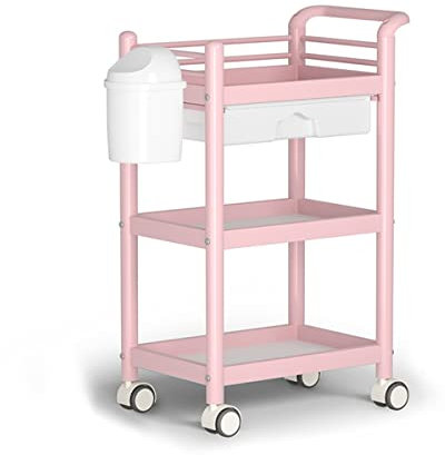 CLLBANT Servicewagen, Aufbewahrungswagen mit Schublade, Küchenwagen, Allzweckwagen für Zuhause, Büro, Küche, Badezimmer, 3-stufiges Lagerregal, drehbare Räder (Farbe: Blau, Größe: Typ 2) (
