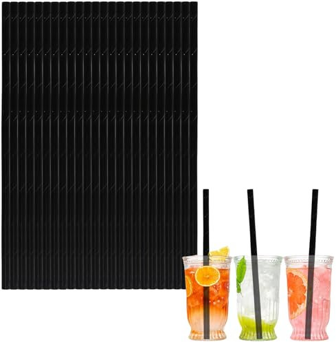 100 cannucce di carta biodegradabili – Cannucce in carta kraft nera per succhi di frutta, caffè, cocktail freddi, accessori per compleanni, matrimoni, spose/baby shower