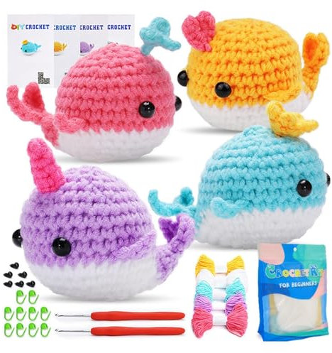 Häkelset für Anfänger, Häkelset für Anfänger für Erwachsene - Handgefertigtes Wal-Strickset für Kinder - Starter-Set zum Häkeln lernen für Experten, Anfänger, Frauen, Männer, Jugendliche, Kinder