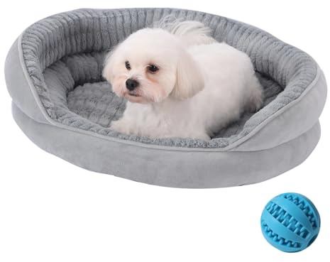 GUPPBF Kleines Hundebett für Kleine Haustiere, Haustiersofa Aus Kaninchenplüsch, rutschfeste, Maschinenwaschbare Hundematratze Am Boden,Grau, S, 50cm x 45cm x 17cm