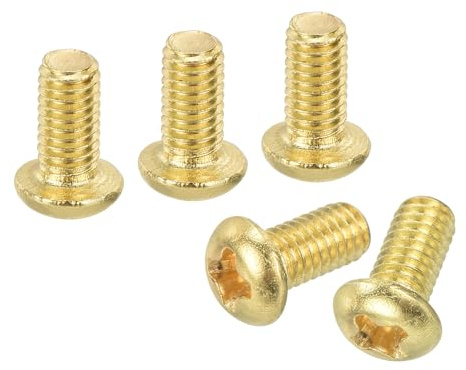 sourcing map Messing-Maschinenschrauben, M3 x 6 mm, Kreuzschlitz, Maschinenschrauben, Flachkopf-Befestigungsschrauben für Möbel, Büroausrüstung, Elektronik, Messington, 12 Stück