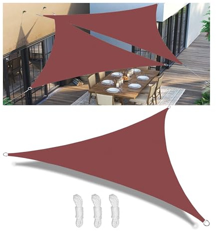 Tenda a Vela Parasole Vele Ombreggianti Impermeabile Triangolare Vele Parasole da Giardino Protezione Solare Schermo UV con funi di Tensione per Terrazze Balconi Rosso 6x6x6M