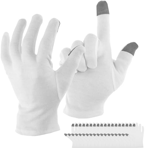 10 Paar Baumwollhandschuhe Weiß mit Touchscreen 23×10×5cm Baumwollhandschuhe Neurodermitis Reinigung Wiederverwendung Stoffhandschuhe Weiß Baumwolle zum Befeuchtet Repariert Trockenheit