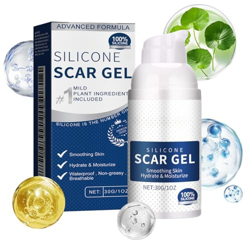 100% Silicone Scar Gel - Silicone Scar Cream - Silicone Scar Gel for Stretch Mark - Scar Treatment for Surgery and Burns - Improves The Appafecearance of Scars on Face and Body