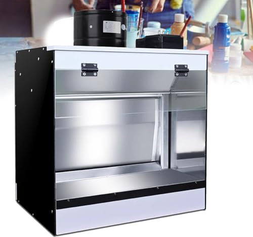 Hydravex Airbrush Spray Booth with Fans and LED Lights, Portable Craft Table Airbrush Painting Booth, Air Brush Booth for Model and Craft Painting T Shirt & Cake Decoration, with Waterfall,58x50x40cm